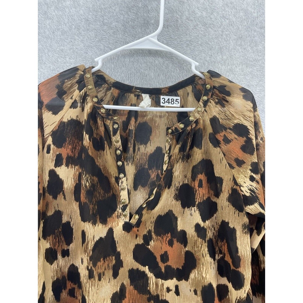 Beach Lunch Lounge Women's Blouse Animal Print Sheer V Neck Size XS 3/4 Sleeve - Picture 10 of 10